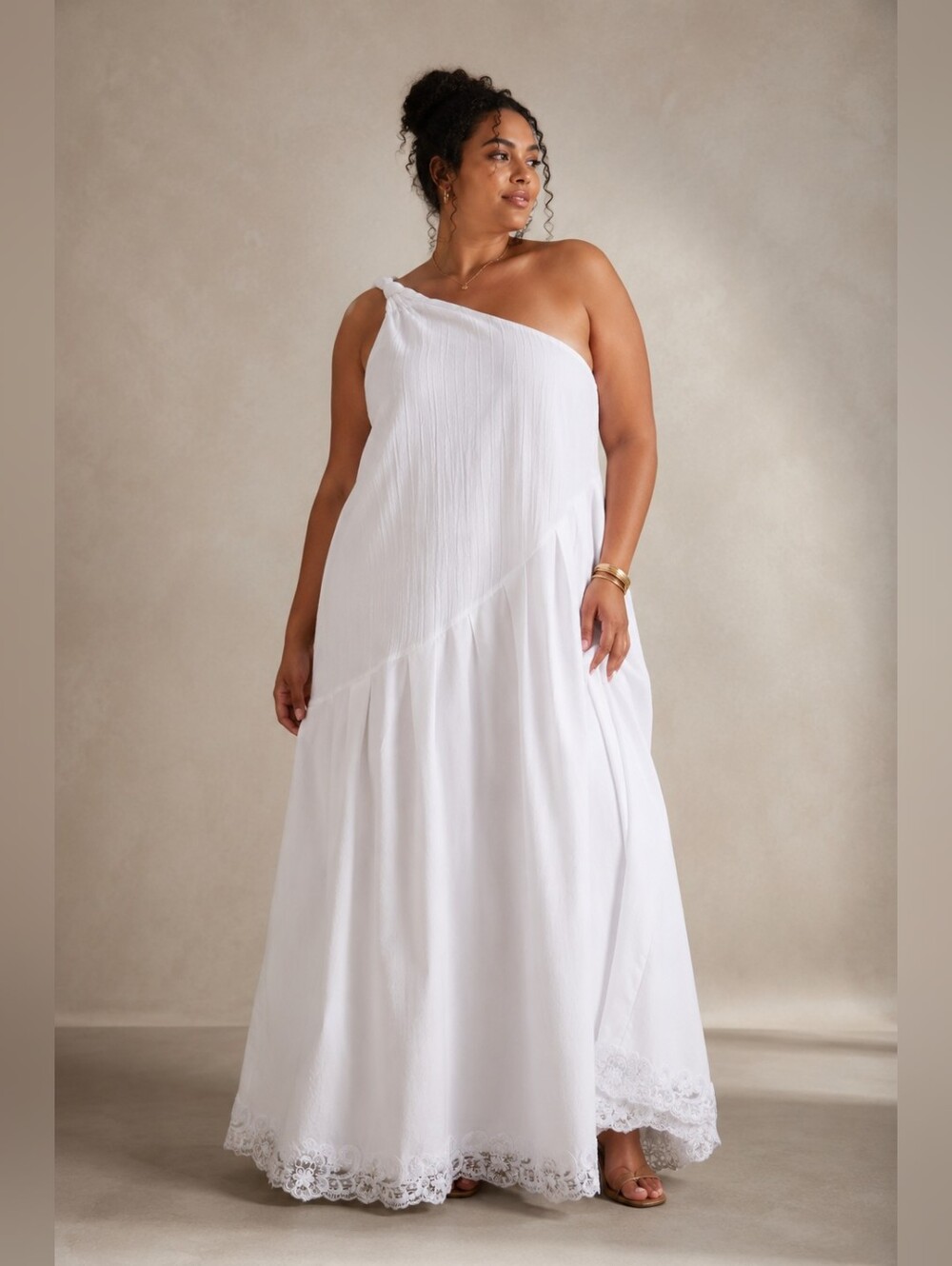 Plus Size White Maxi Dress, Casual Summer Wedding Dress, Bridal Beach Dress